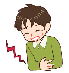 Clip art of child complaining of stomachache. constipation
