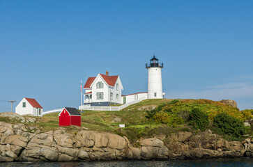Cape Neddick Leuchtturm, Nubble Light, Cape Neddick, York, Maine, New England, USA, Nordamerika