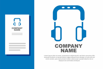 Blue Headphones icon isolated on white background. Earphones. Concept for listening to music, service, communication and operator. Logo design template element. Vector