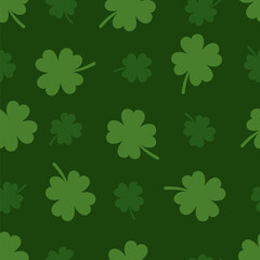 Saint Patrick's day green background. St. Patrick's Day Clover seamless pattern.Vector illustration. Green clover leaves pattern.