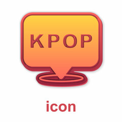 Gold K-pop icon isolated on white background. Korean popular music style. Vector