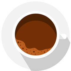 Cup of coffee icon, coffee with foam isolated vector, hot drink illustration