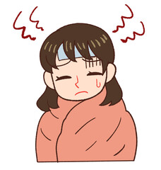 Clip art of feverish child