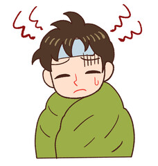 Clip art of feverish child