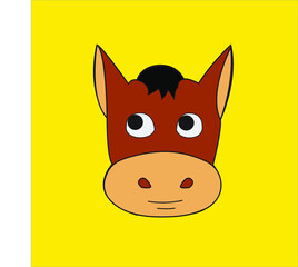 cute horse face cute pony yellow background