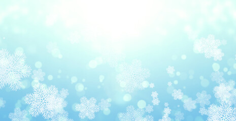 Christmas background of blue color with snowflakes