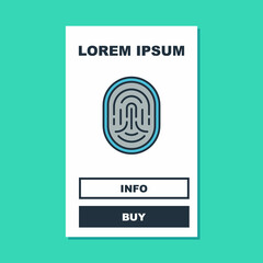 Filled outline Fingerprint icon isolated on turquoise background. ID app icon. Identification sign. Touch id. Vector