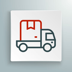 Line Delivery cargo truck vehicle icon isolated on white background. Colorful outline concept. Vector