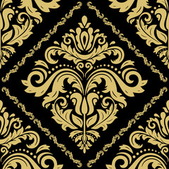 Orient vector classic pattern. Seamless black and golden background with vintage elements. Orient pattern. Ornament for wallpapers and packaging