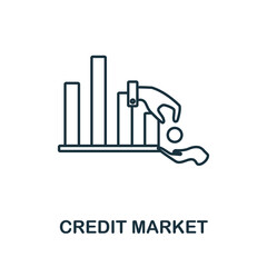 Credit Market icon. Line element from market economy collection. Linear Credit Market icon sign for web design, infographics and more.