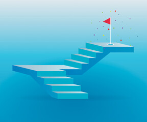 Ladder to success, goal achievement. Steps to finish,  vector illustration, growth ladder.