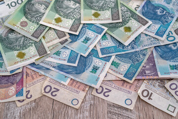 PLN Polish zloty banknotes zl as finance background