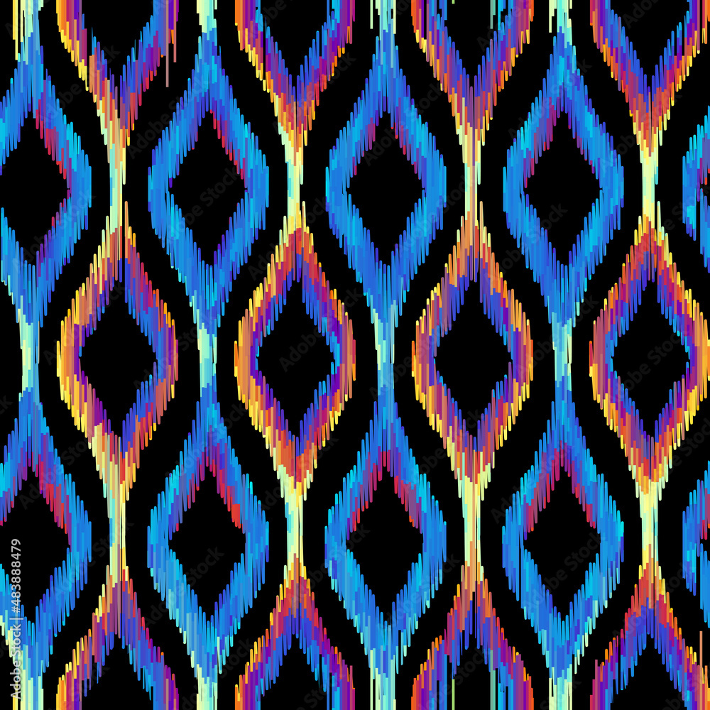 Poster seamless vector square pattern. abstract tribal ikat style.