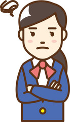 Illustration of a woman in uniform looking disappointed.