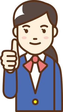 recommend clip art: Illustration of a woman in uniform giving a thumbs up.