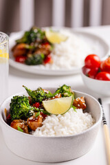 Teriyaki chicken with rice and vegetables