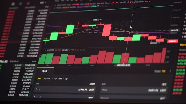 Bucharest, Romania, January 31, 2022. Bitcoin cryptocurrency trading screen on laptop computer. video made by Samoila Ionut.