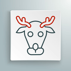 Line Reindeer icon isolated on white background. Merry Christmas and Happy New Year. Colorful outline concept. Vector