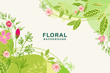 Flat design floral spring banner template background