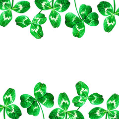 A banner of clover. St. Patrick's Day. Watercolor illustration. Isolated on a white background.