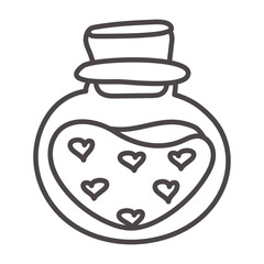 love potion. fantasy magic spell heart elixir.  Aphrodisiac flask. Love formula. Marriage love potion. bottle with hearts