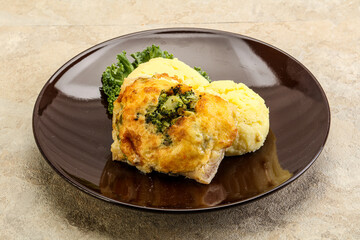 Roasted pangasius fillet with mashed potato