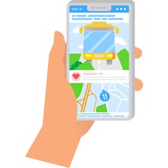 GPS app on mobile icon track bus option vector