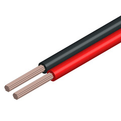Piece of cable with two copper cores, vector illustration.