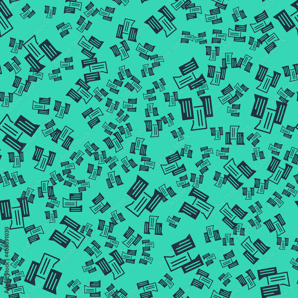 Poster black speech bubble chat icon isolated seamless pattern on green background. message icon. communica
