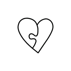 Linear heart puzzle shape. Vector illustration for your graphic design.