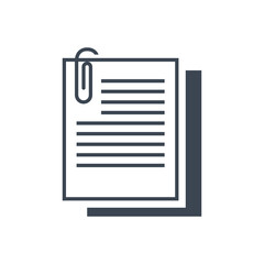 Document icon with paper clip. Document sign. Business document icon.