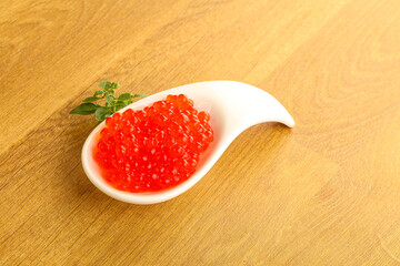 Red caviar in the bowl