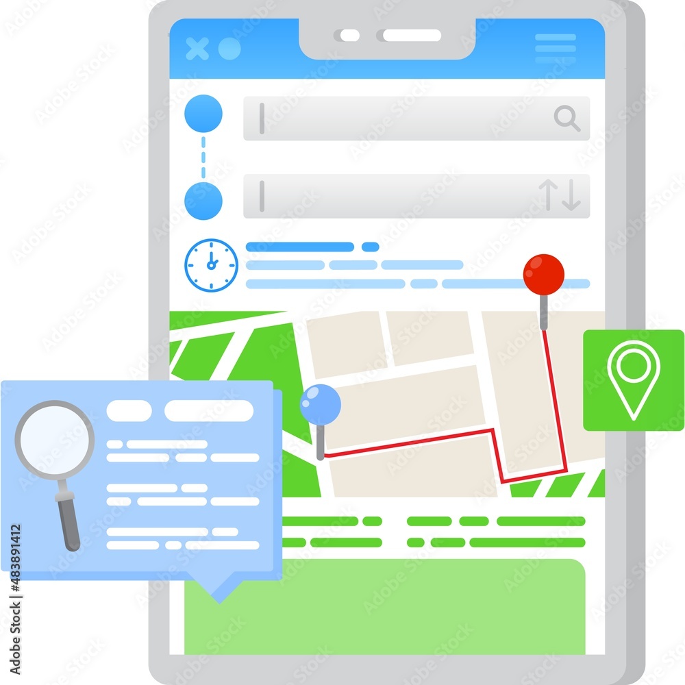 Poster mobile gps app icon find shortest route vector