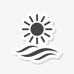 Sun and wave sticker icon isolated on white background