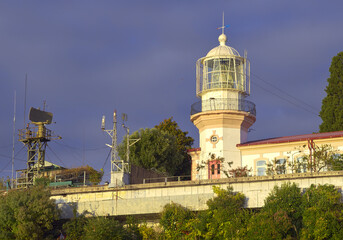 Fototapeta na wymiar Sochi Lighthouse under the blue sky