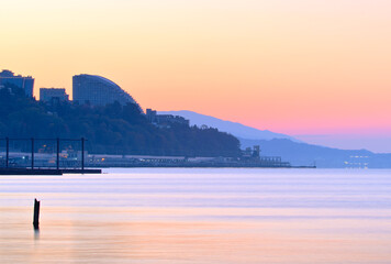 Fototapeta na wymiar Dawn on the Black Sea coast