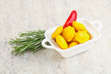 Pickled yellow patisson natural snack