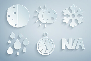 Set Compass, Snowflake, Water drop, Not applicable, Eclipse of the sun and icon. Vector