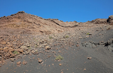 Landscape near El Cuervo volcano at Lanzarote island, Canary Islands