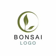 Oriental Bonsai Art, Japanese Mini Small Plant Tree on Pot Silhouette logo design vector