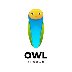 Vector Logo Illustration Owl Gradient Colorful Style.