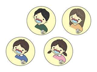 ガラガラうがいをする人物セット
