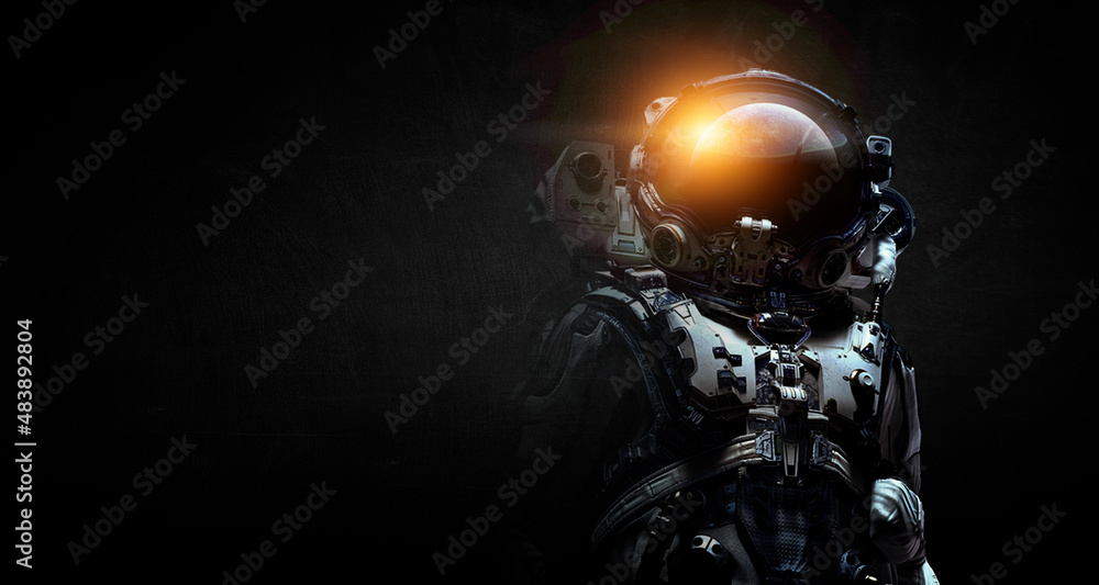Poster astronaut and space exploration theme.
