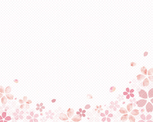 手書き　水彩　桜　背景　ドット入り背景