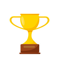 Golden cup. Reward. Vector cartoon illustration.