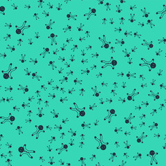 Black Holiday gingerbread man cookie icon isolated seamless pattern on green background. Cookie in shape of man with icing. Vector