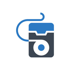 Dental Floss Related Vector Glyph Icon. Dental Floss Sign. Isolated on White Background