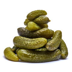 Tasty Whole green cornichon isolated on a white background