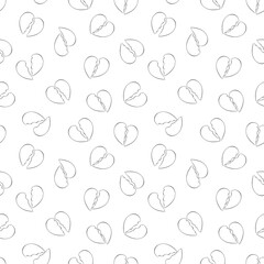 Broken heart. Heart symbol. Cartoon print. Seamless vector pattern (background). 