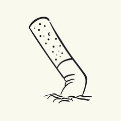 Cigarette butt. Hand drawn vector illustration.